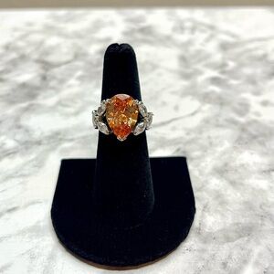 Elegant Orange Teardrop Ring